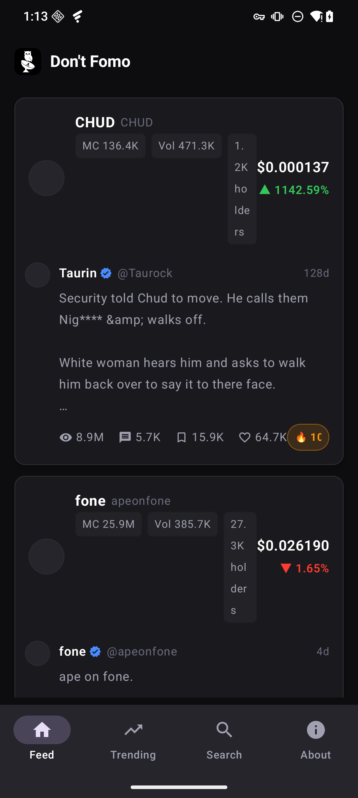 Don't Fomo feed